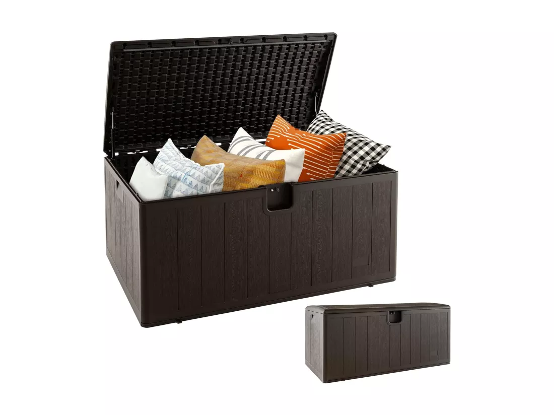 Coffre de Rangement Extérieure en HDPE 492L, Grande Boîte de Rangement avec Couvercle Verrouillable, pour Ranger des Oreillers Outils Jouet Accessoires (127 x 73 x 64 cm)