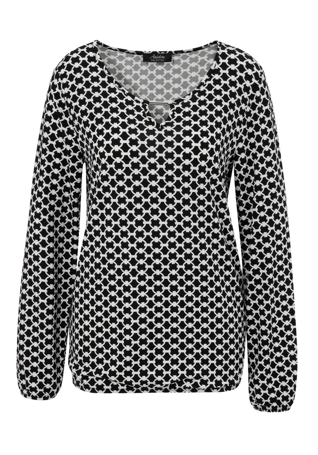 Aniston SELECTED Langarmshirt , mit Schmuckstäbchen und Cut-Out am Ausschnitt
