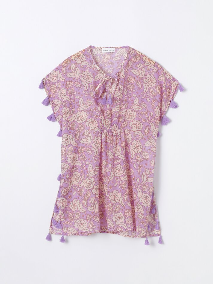 Caftan com franjas - Malva
