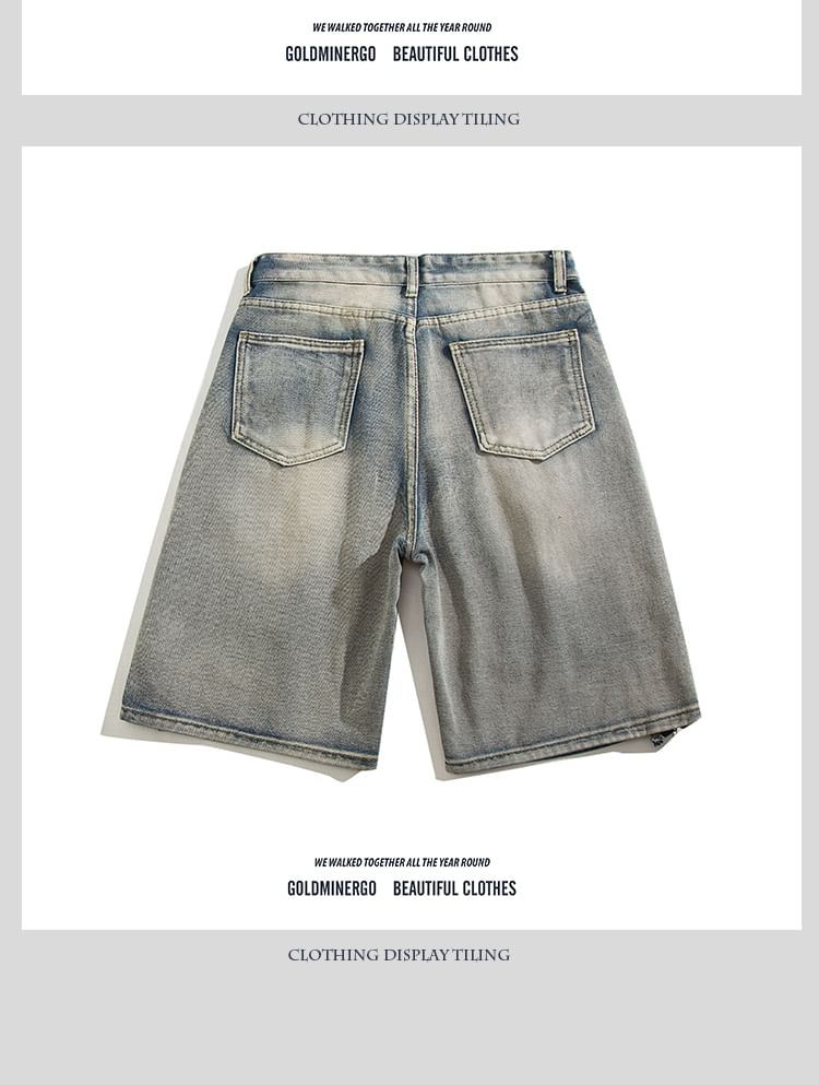 Yelmenor - Middelhoge denim shorts met distressed effect