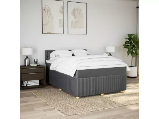 Sommier à lattes de lit avec matelas Gris foncé 140x190cm Tissu