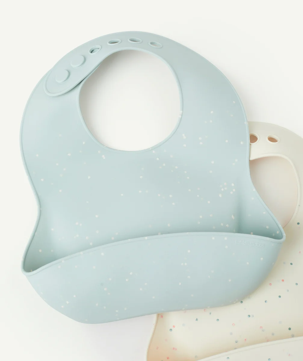 LASSIGLOT 2 BAVOIRS EN SILICONE BLEU ET BLANC