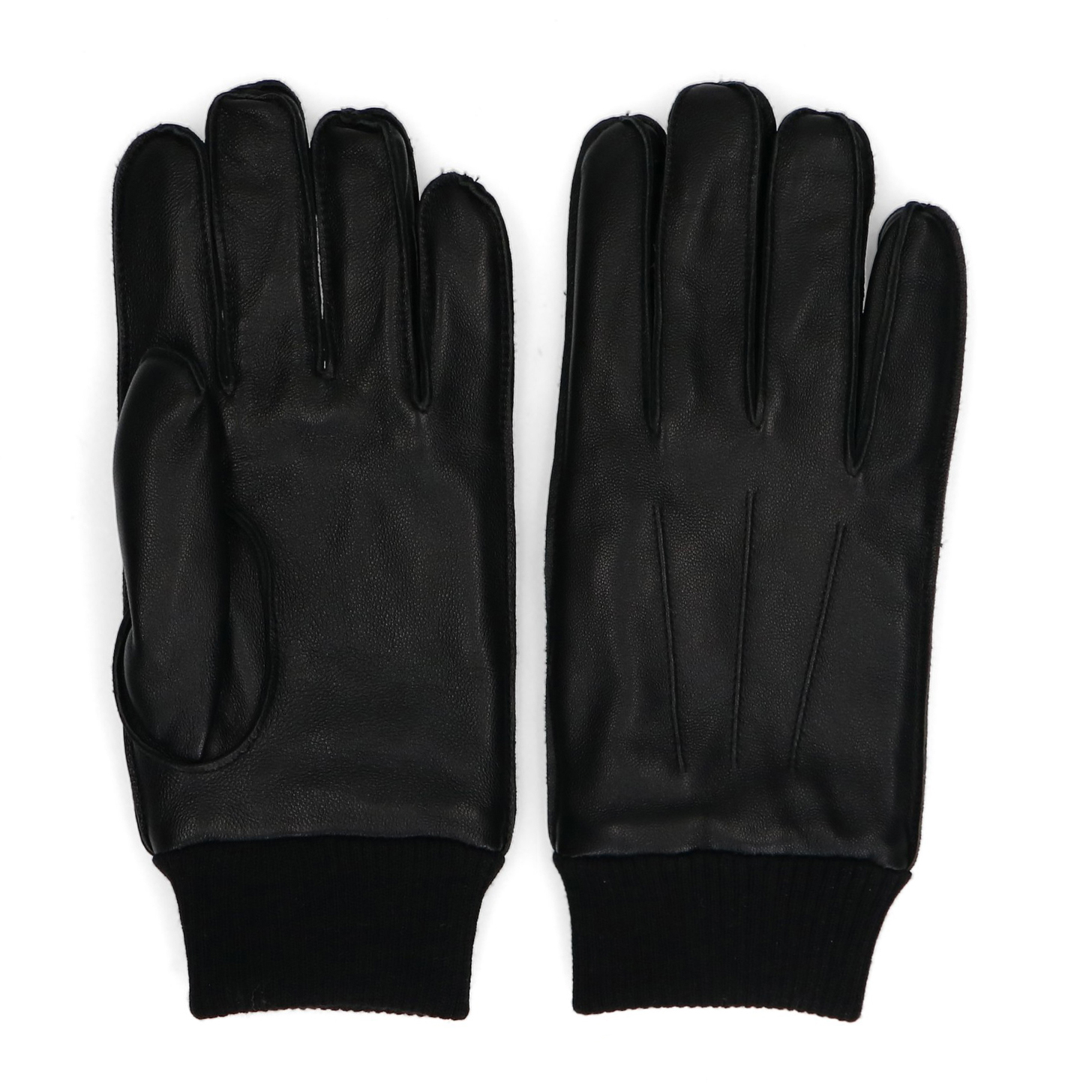 Zwarte leren heren handschoenen