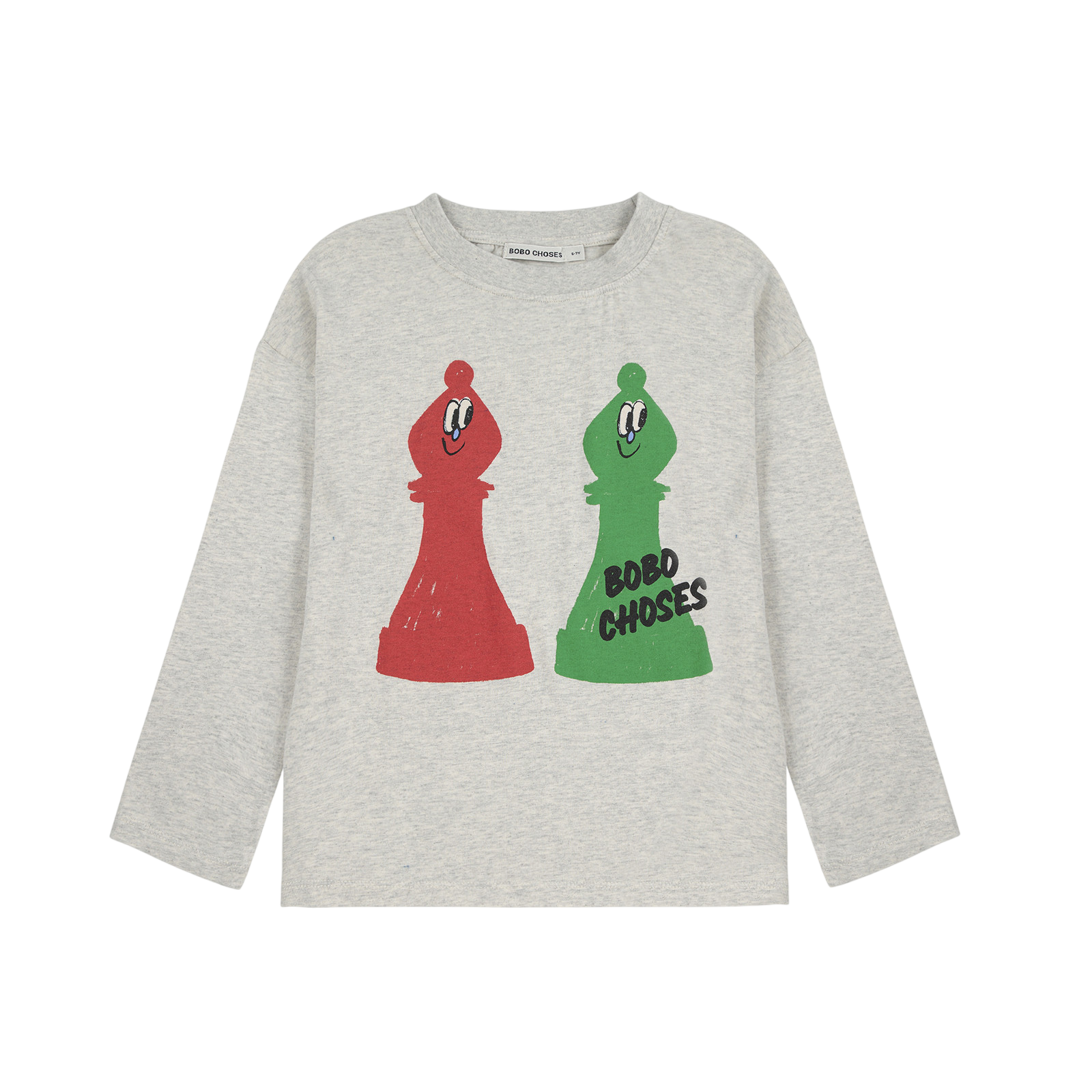 Langarmshirt Checkmate Light Heather Grey
