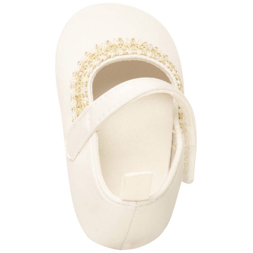 Babies en satin de cérémonie avec broderie pour bébé fille - Blanc