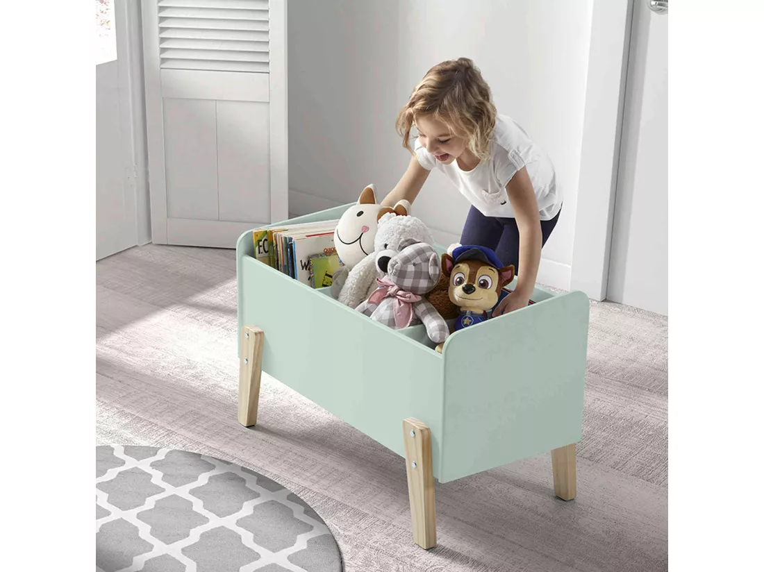 Coffre à jouets 80x39x48 menthe en bois CO2012