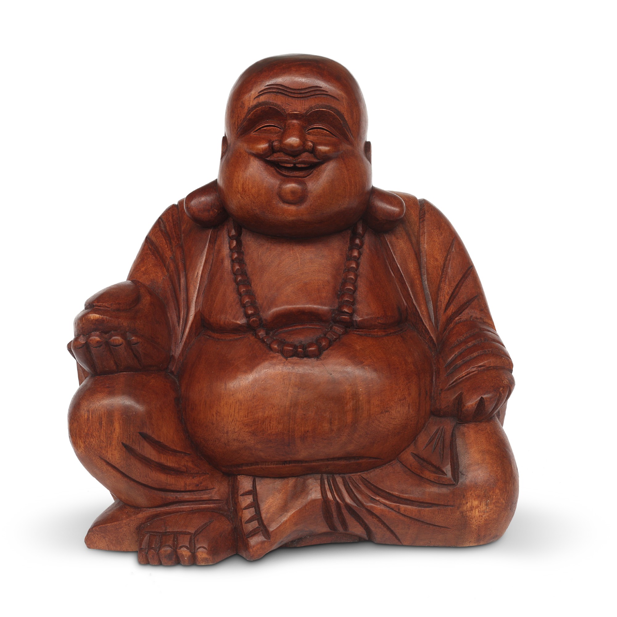 Holz-Statue 'lachender Buddha', H 40 cm, B 39 cm, L 22 cm von fischer's lagerhaus