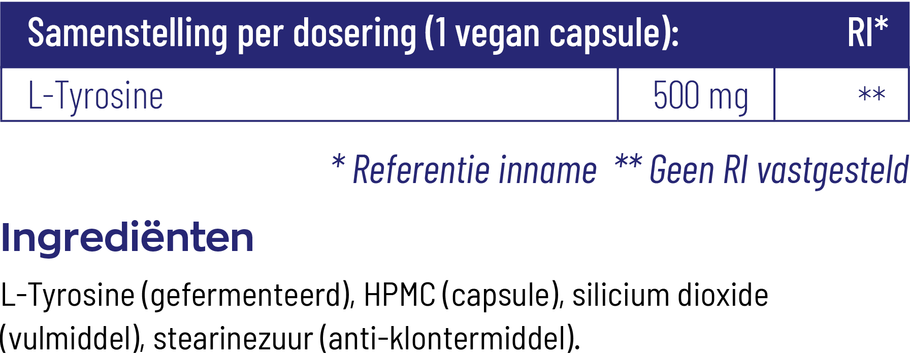 Vitakruid L-Tyrosine 500Mg Uit Fermentatie (60 vega capsules)