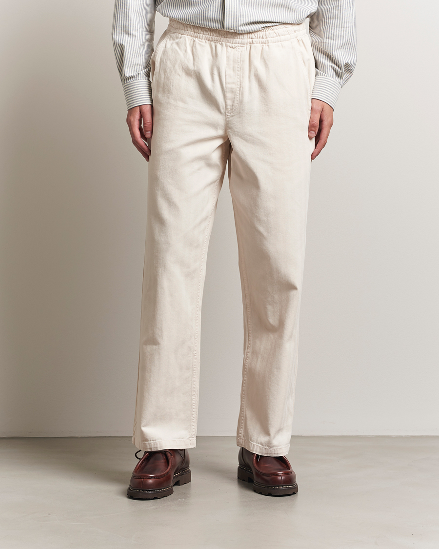 Palmes Lucien Herringbone Cotton Trousers White Sand