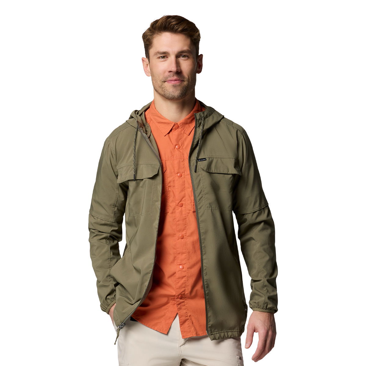 Columbia Skien Valley Hooded LS Sommer- og myggejakke, herre (Stone Green)