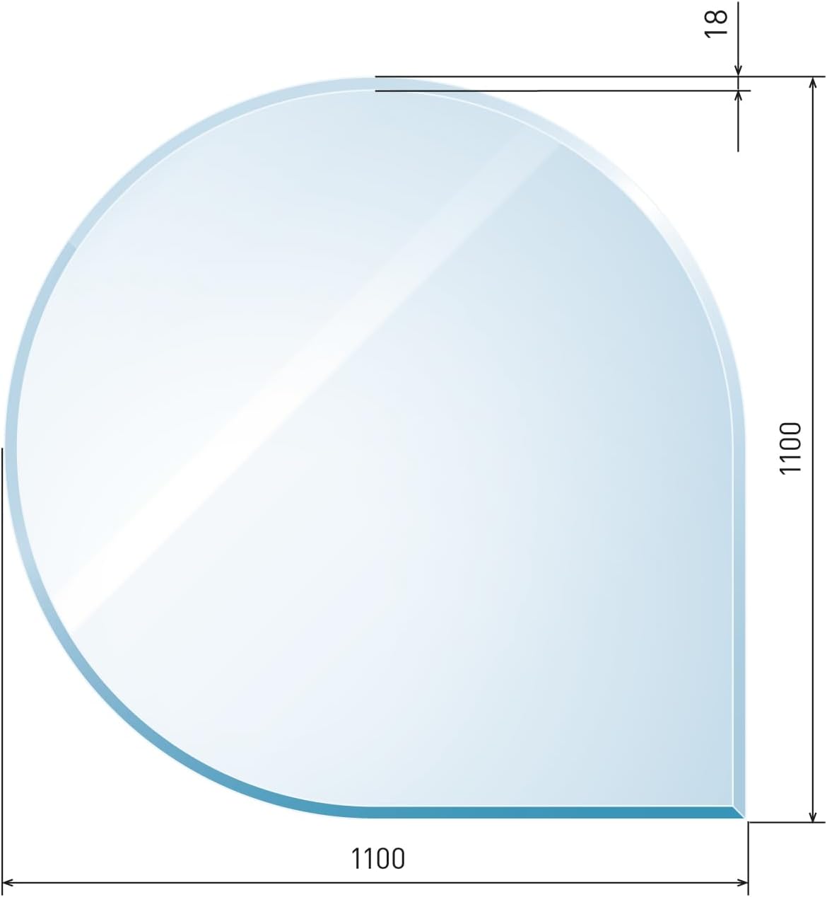 raik B40008 Kamin Glasplatte Tropfen inkl. Facette