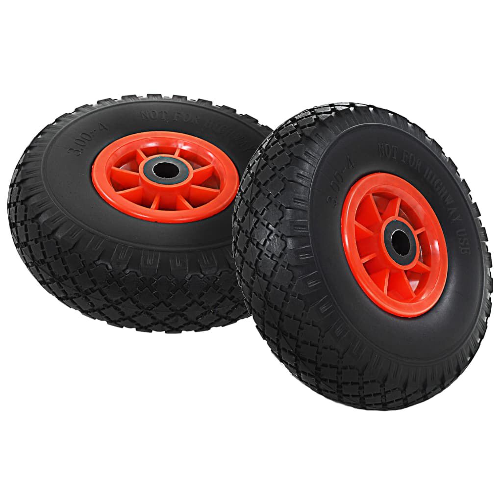 vidaXL Transportwagenwielen, 2 stuks, massief, polyurethaan, 3.00-4