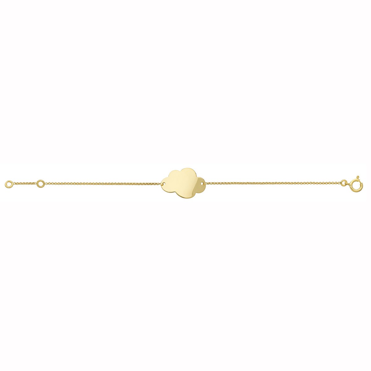 Bracelet identité bébé plaque nuage or 9 carats