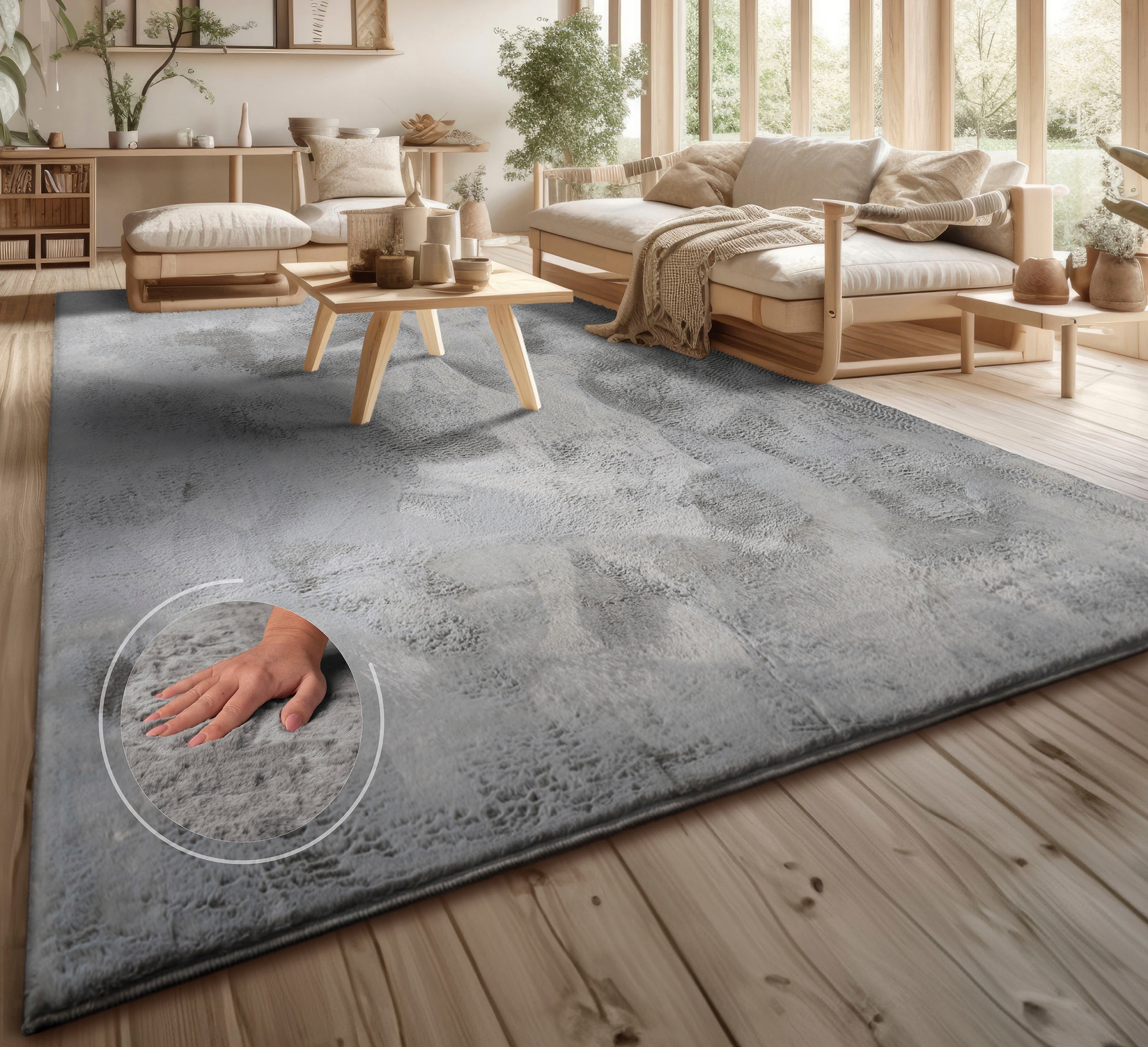 my home Fellteppich »Lottano« rechteckig 11 mm Höhe Langflor, Kunstfell, Uni Farben, traumhaft weicher Flor, Wohnzimmer