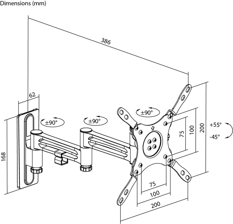 Caravan FULLMOTION (M) TV Wandhalterung VESA Fernseher Halterung 13