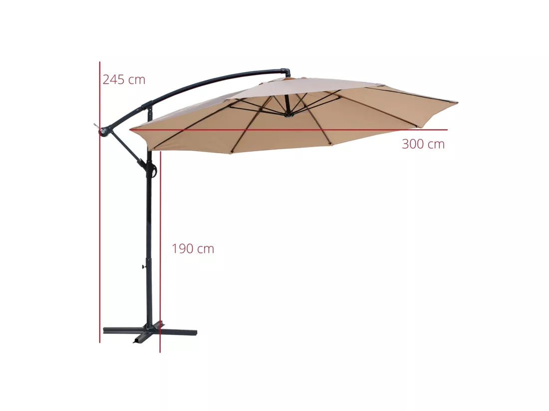Parapluie de jardin Parasol beige 3x3 mât décentralisér pour piscine
