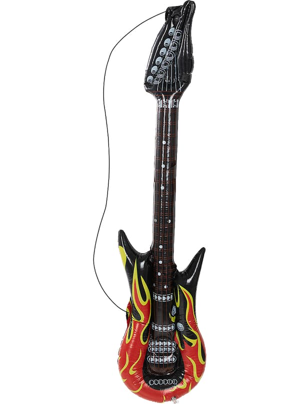 FUNIDELIA Rocker gitar til dame og mann - Størrelse: 0 - Svart
