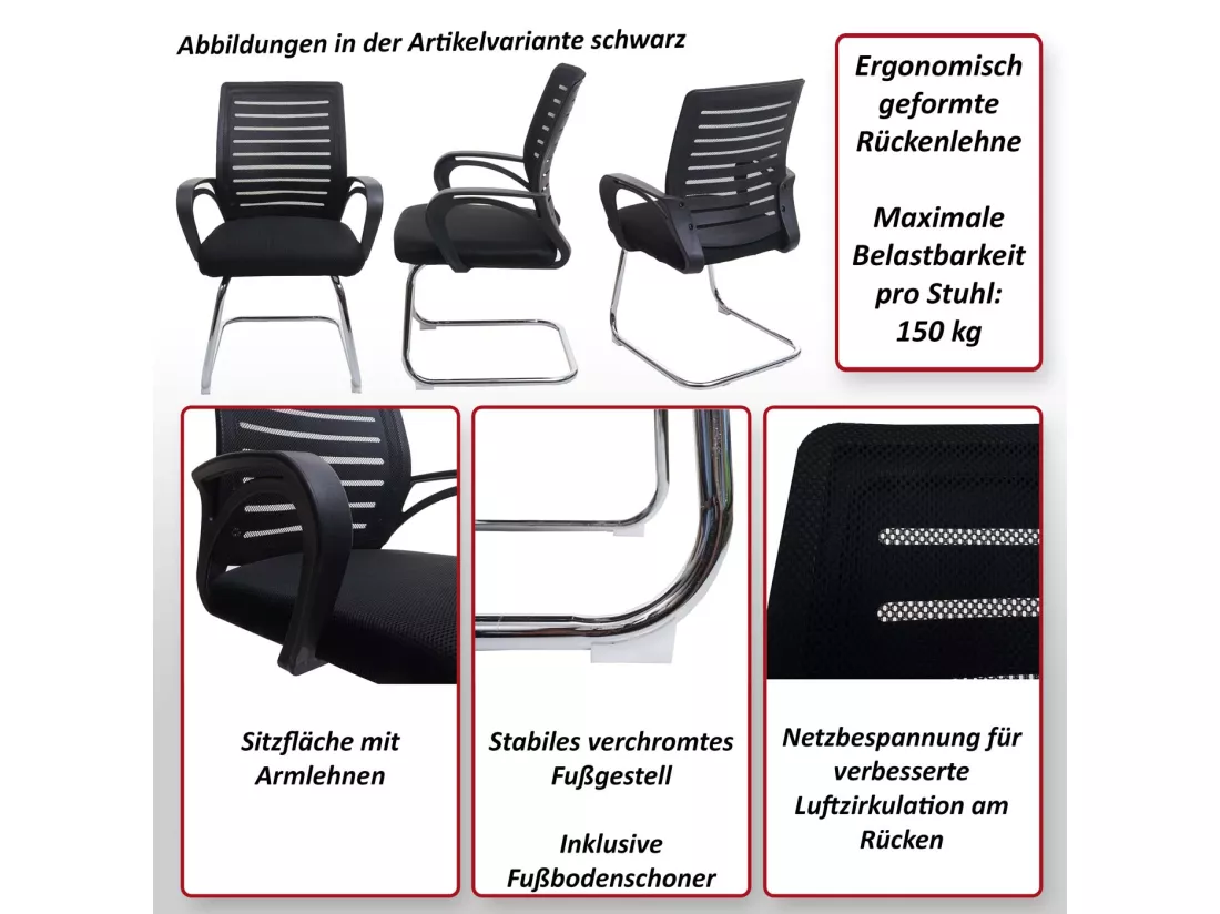 Siège de conférence MCW-K51 (lot de 2), rouge