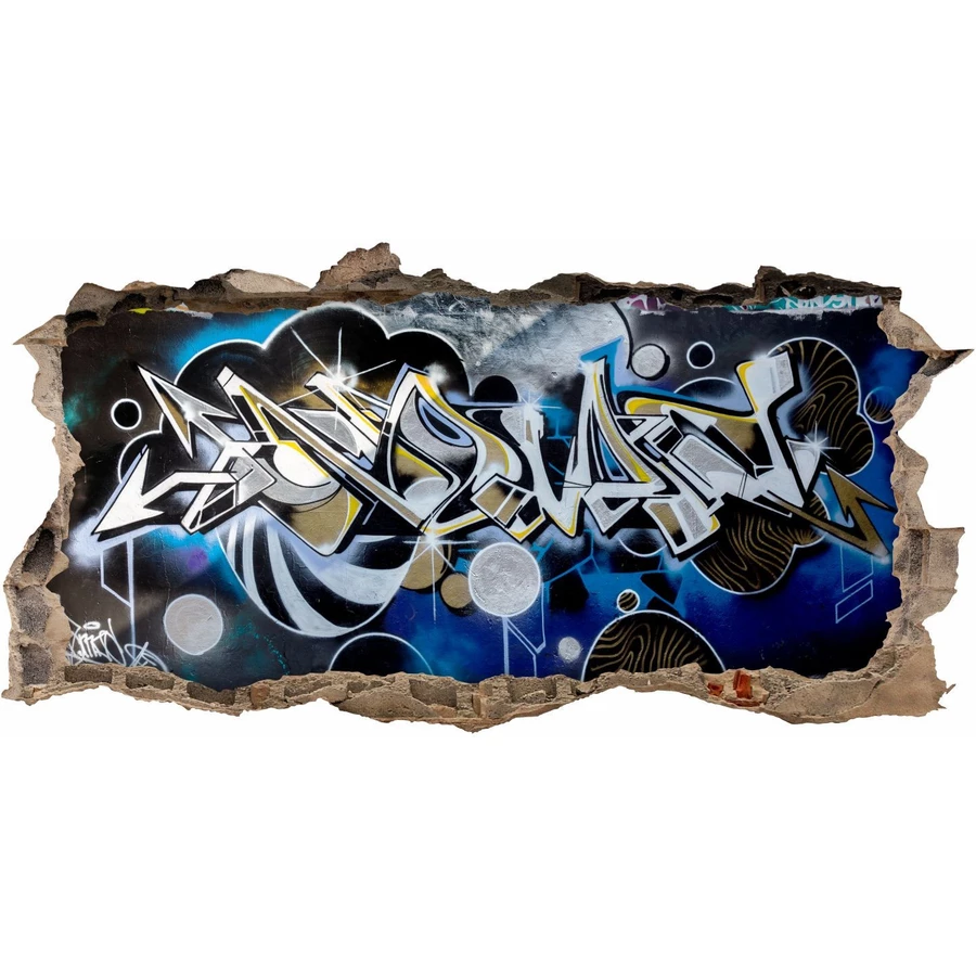 Nikima Wandtattoo 148 Graffiti blau grau - Loch in der Wand in 6 vers. Größen bunt