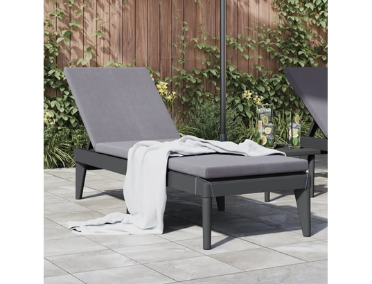 VIDAXL - Bain de soleil Chaise longue avec coussin anthracite 186x60x29 cm pp