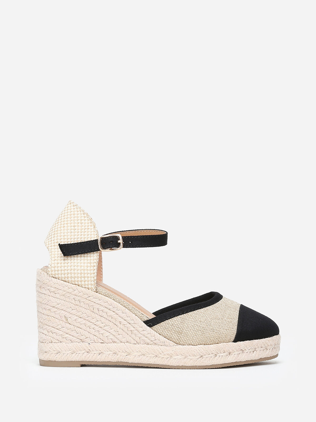 Espadrilles compensées en toile- Taupe