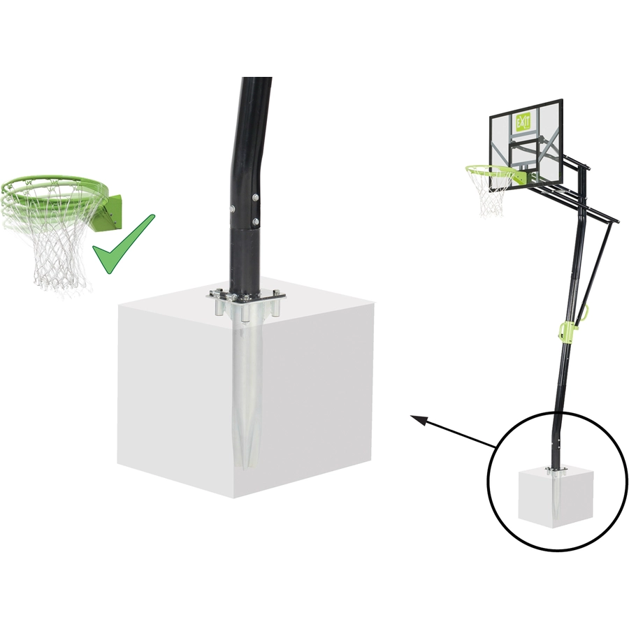 EXIT Galaxy Basketballkorb zur Bodenmontage mit Dunkring - grünschwarz
