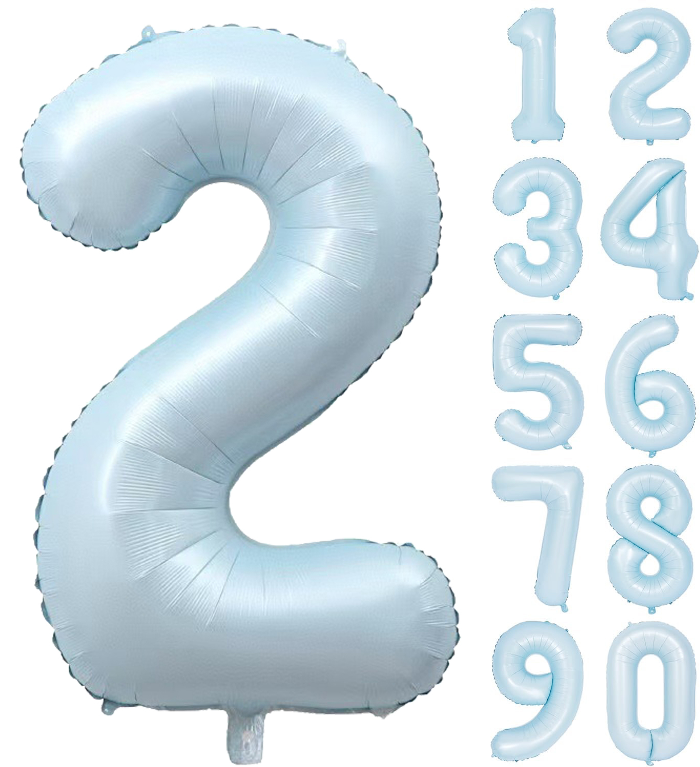 (90cm) Zahlen Ballon Geburtstags Party Luftballon Folienballon - Zahl 2 / Pastell Blau