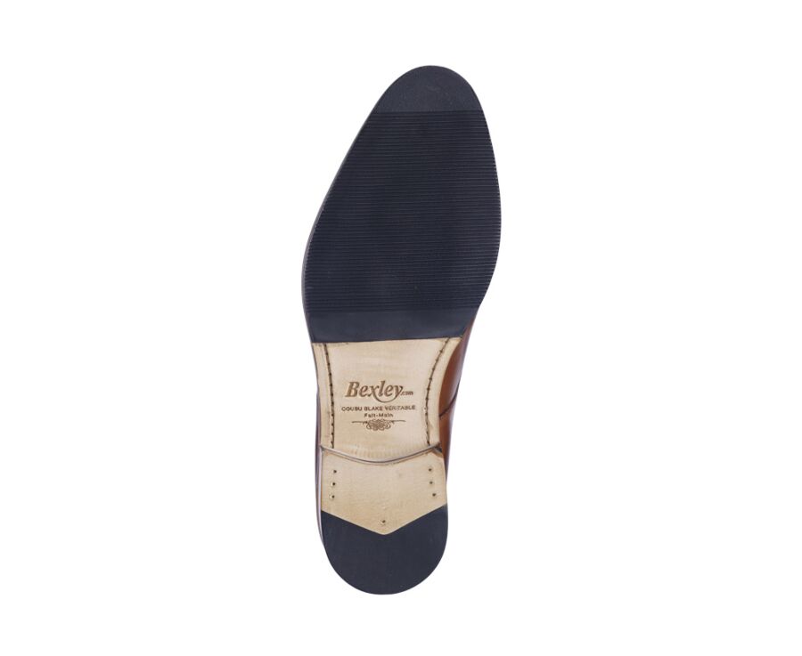 Derbies homme Cognac patiné semelle cuir avec patin - MAYFAIR CLASSIC PATIN