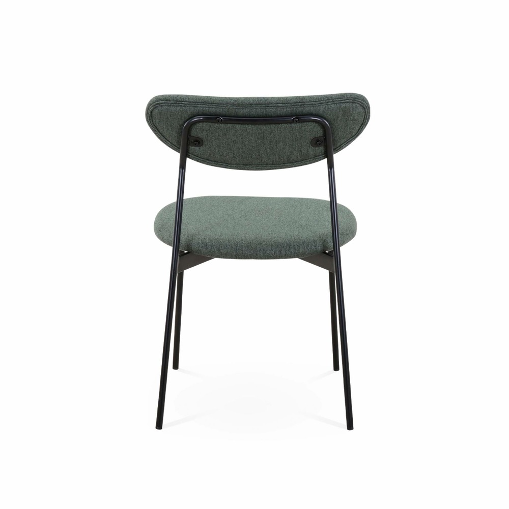 Lot de 2 chaises - arty - scandinaves et vintage. Assise et dossier vert. Pieds en acier