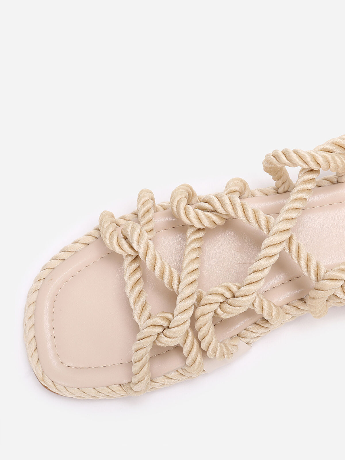 Sandales carrées en corde torsadée- Beige