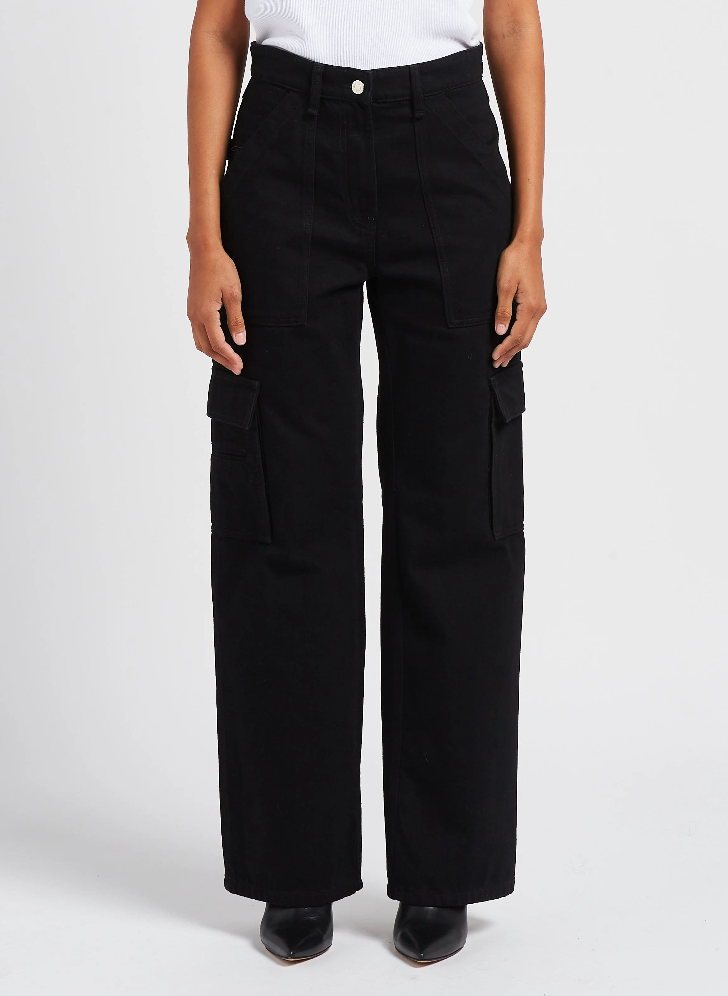 TIAM - Jean cargo taille haute | Noir