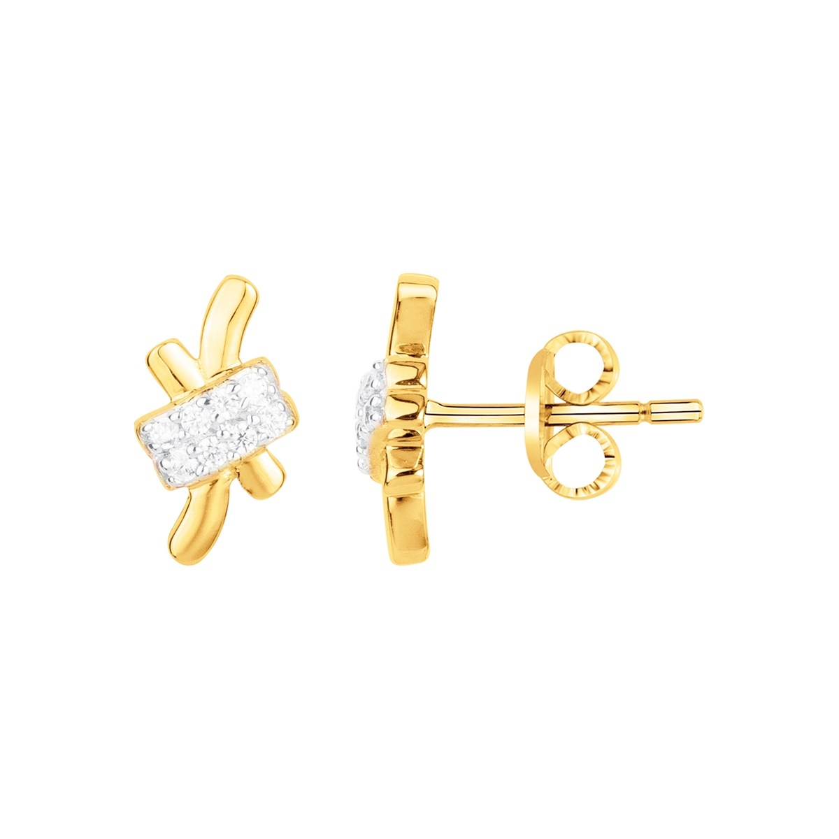 Boucles d'oreilles clous en Plaqué Or avec oxyde de zirconium blanc