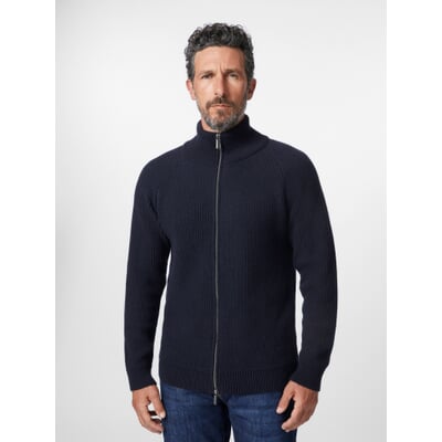 Herren-Strickjacke Zip, Dunkelblau