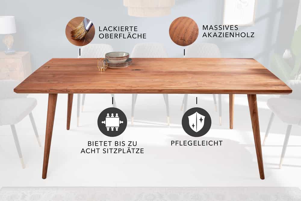 Massiver Esstisch MYSTIC LIVING 160cm Akazie natur Massivholz
