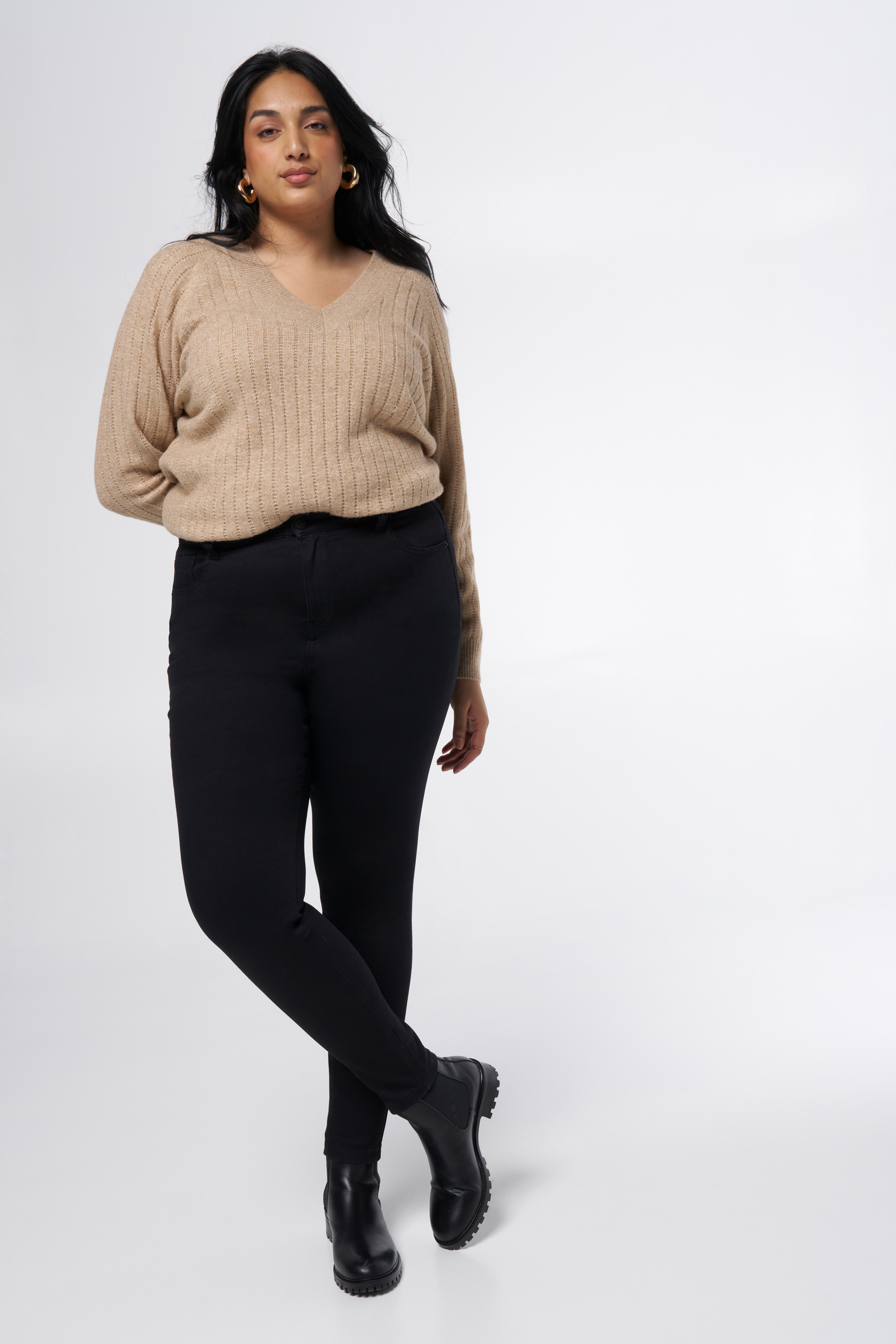 Skinny leg high waist jeans CHERRY Zwart