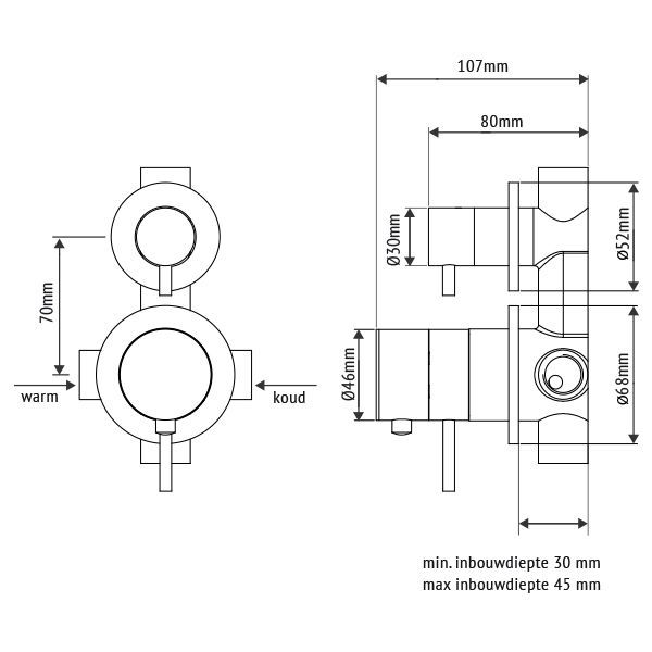 Beldeaux 2000 RVS inbouw bad doucheset met thermostaat