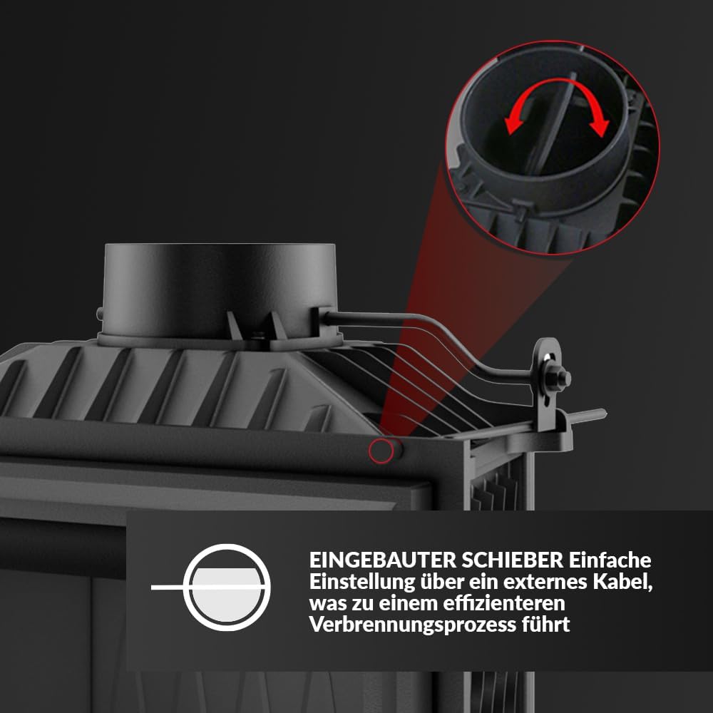kratki Kamineinsatz Holzofen Gusseisen Maja 8kW Ø 200mm BImSchV 2 Wirkungsgrad 80% Kamineinsätze Holz Leistungsbereich 3-10kW