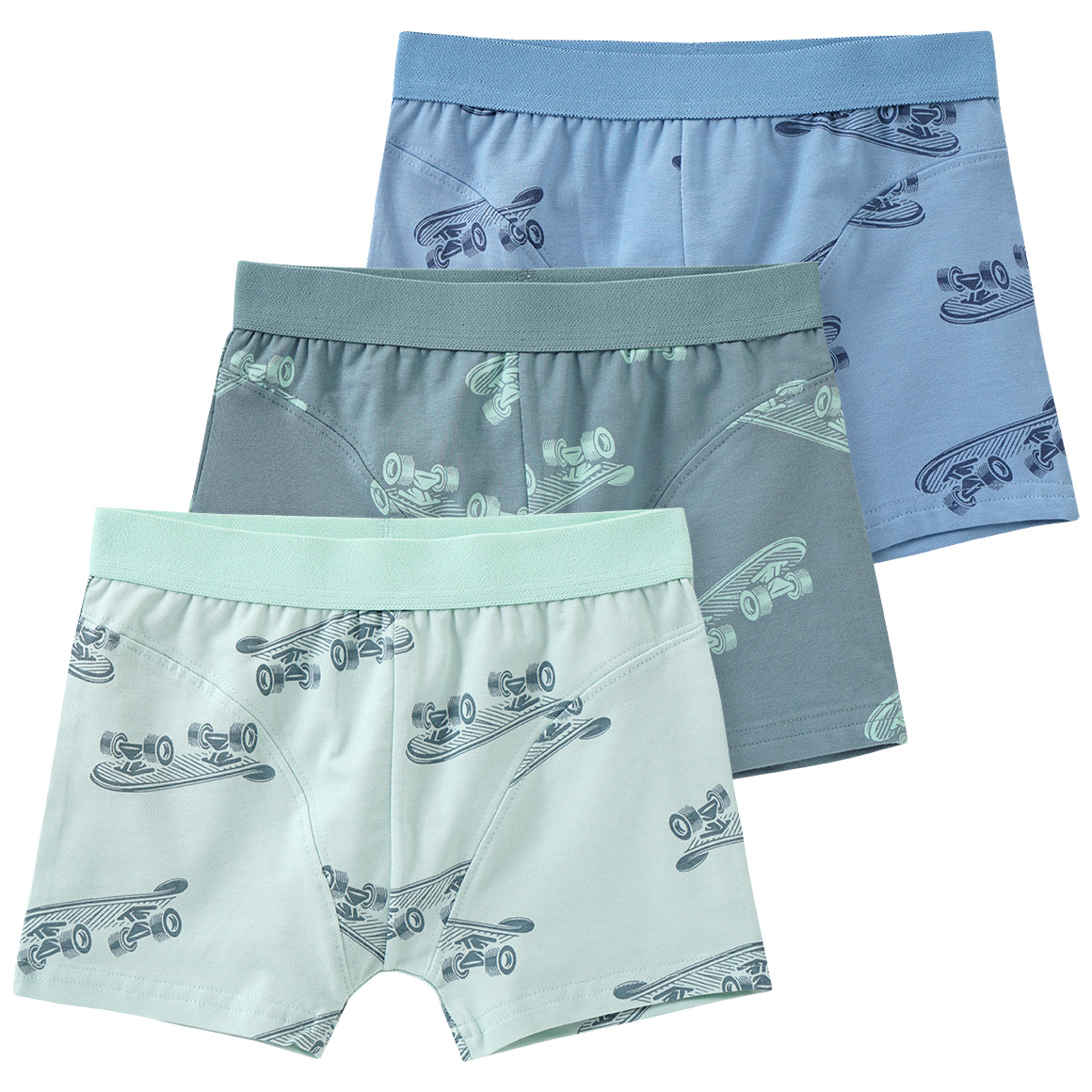 Topolino 3 Jungen Boxer mit Bio-Baumwolle dunkelgrün / hellgrün / blau
