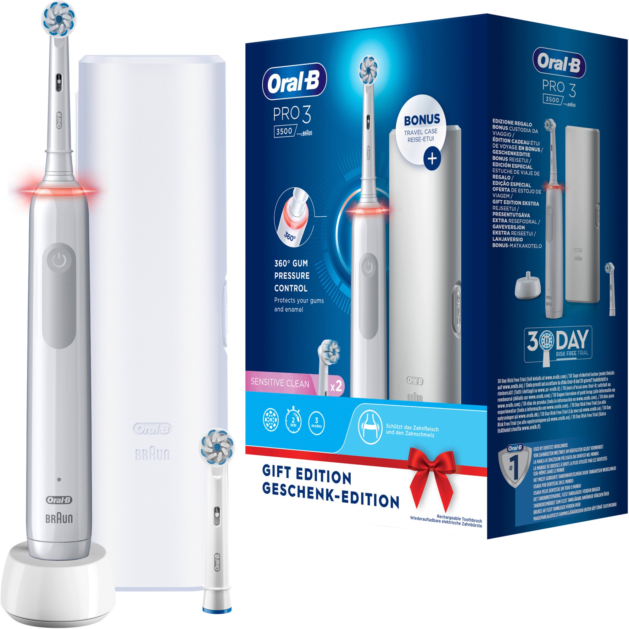 Braun Elektrische Zahnbürste Oral-B Pro 3 3500 mit Reiseetui