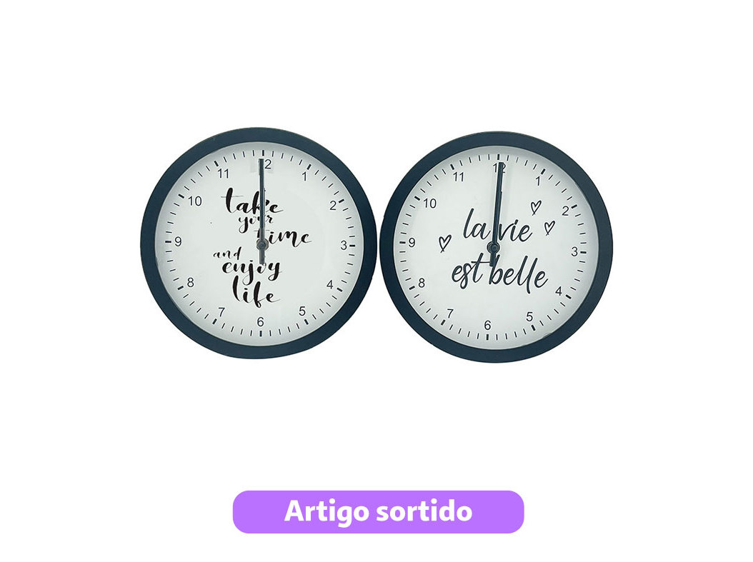 RELÓGIO PAREDE ACTUEL MDF PRETO 24CM