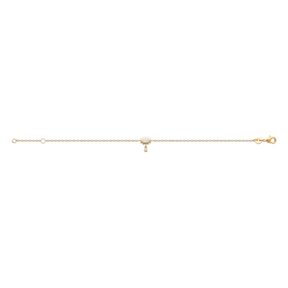 Bracelet oeil oxyde de zirconium avec pendant rond Plaqué OR 750 3 microns