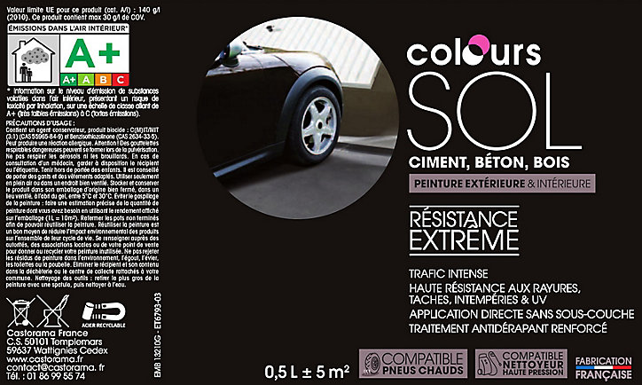 Peinture extérieure sol Colours Premium gris ciment satin 0,5L