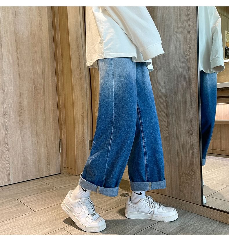 Denimic - Mid Rise Gradient Wide Leg Jeans
