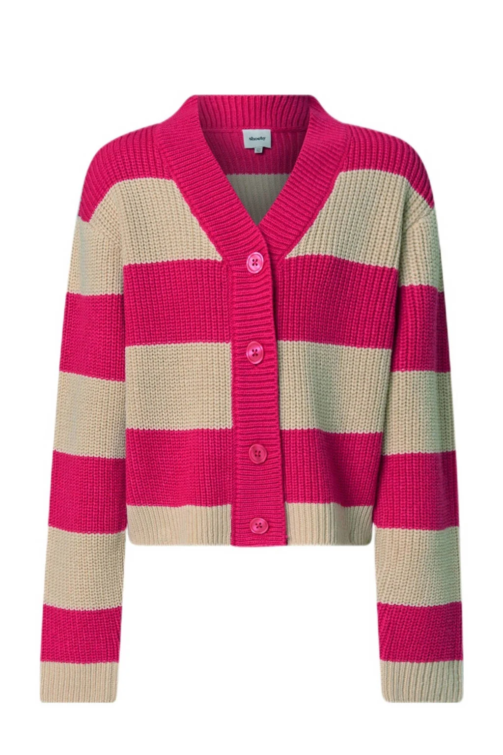 Shoeby gestreept vest roze/ecru