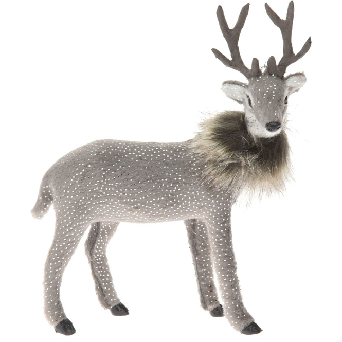 Deko-Rentier mit Fell und Glitzer - ca. 15 cm - 1 Stück