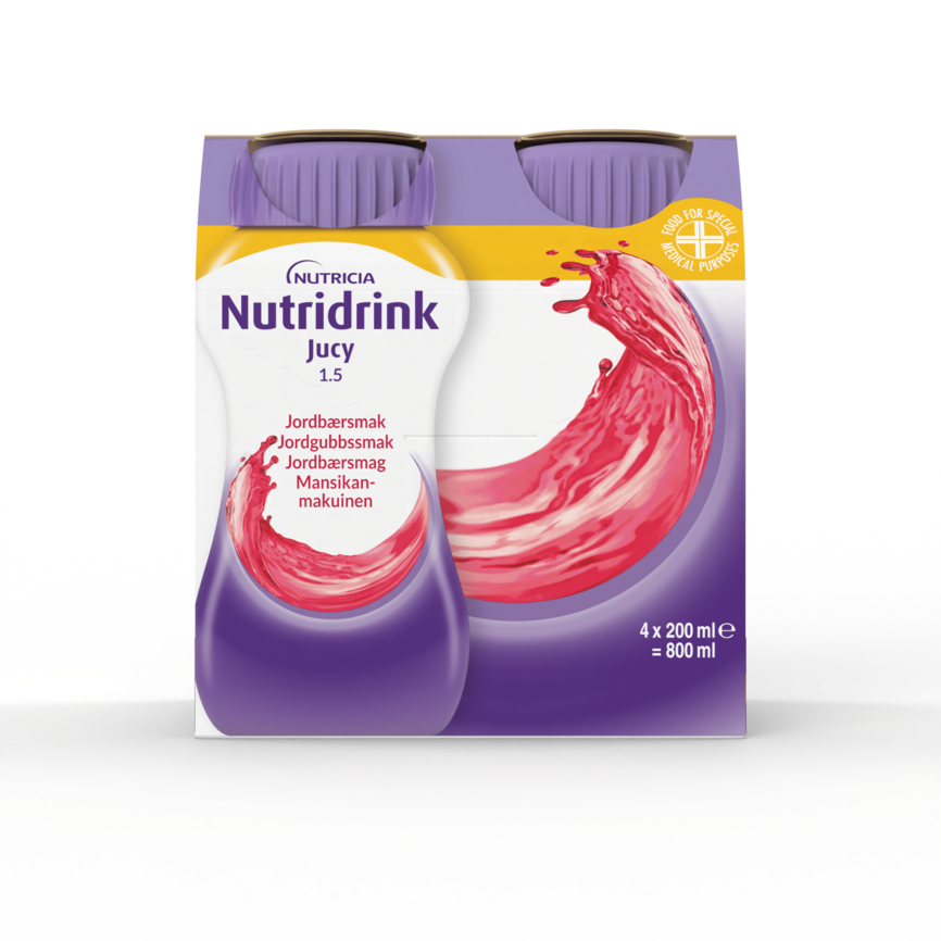 Nutridrink Jucy næringsdrikk jordbær 4x200 ml