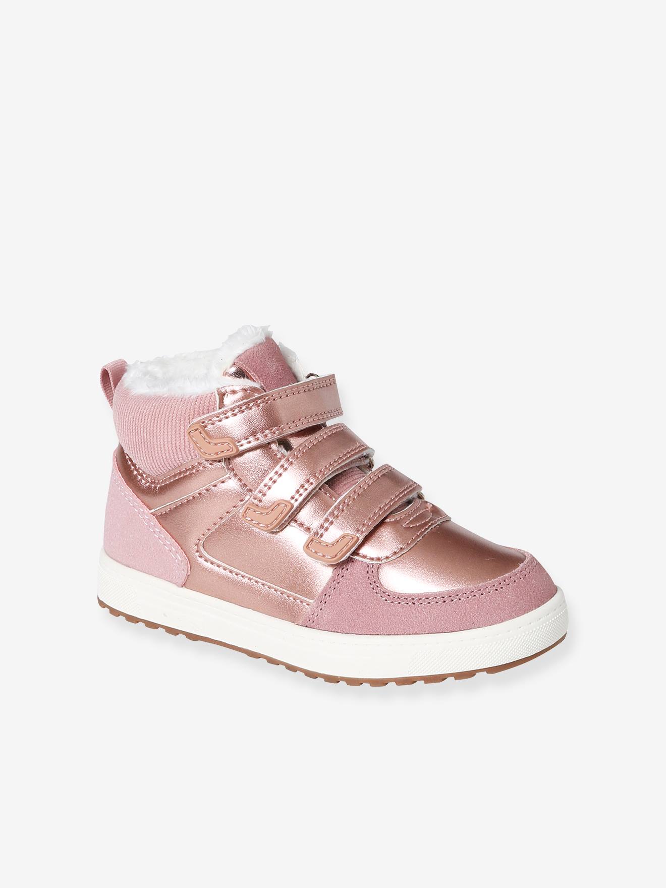 Tênis de cano alto com fecho de velcro para meninas