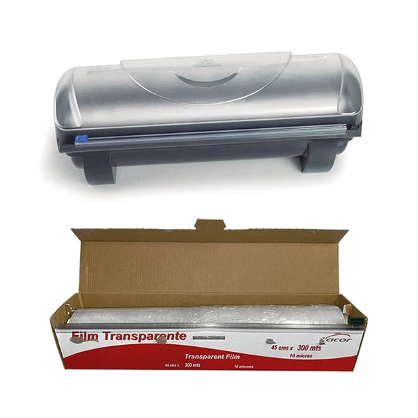 Lot distributeur et rouleau de film alimentaire 300 m x 45 cm Lacor