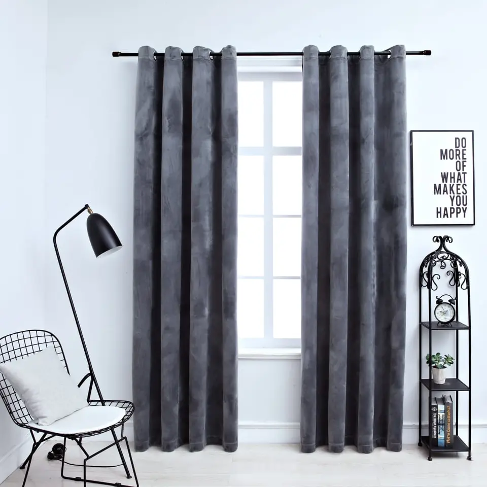 vidaXL - Gordijn - Antraciet - Fluweel - 140 x 245 cm - 2 stuks