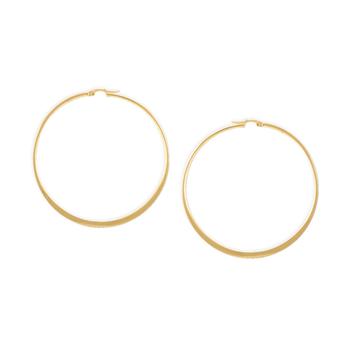 Boucles d'oreilles créoles acier plaqué jaune 7 cm